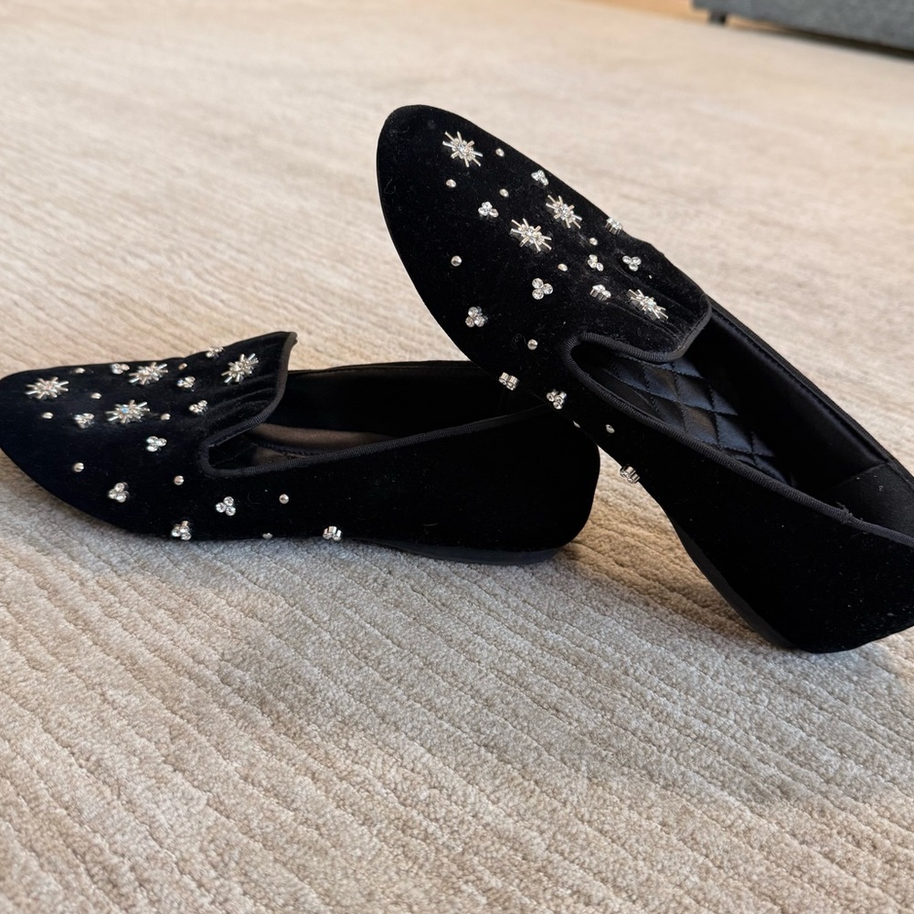 Birdies Starling Crystal Velvet Flat in Black Size: 7 - Picture 9 of 12